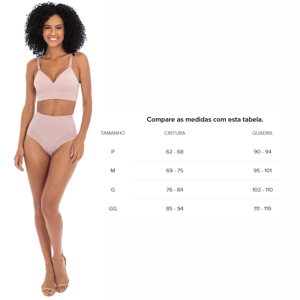 Calcinha Skin Modeladora Cintura Média Reduz Medidas