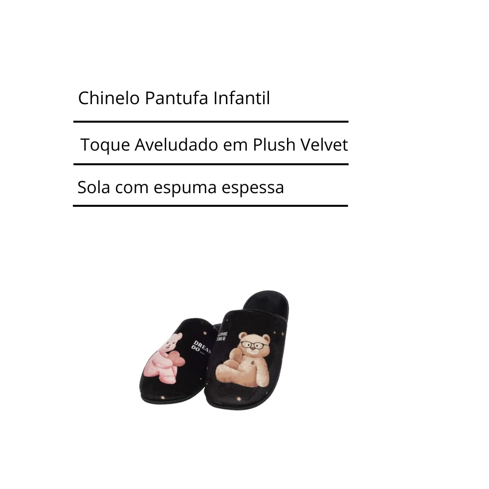 Chinelo Pantufa Infantil com Toque Aveludado Song Partners em Tecido Velvet Lux