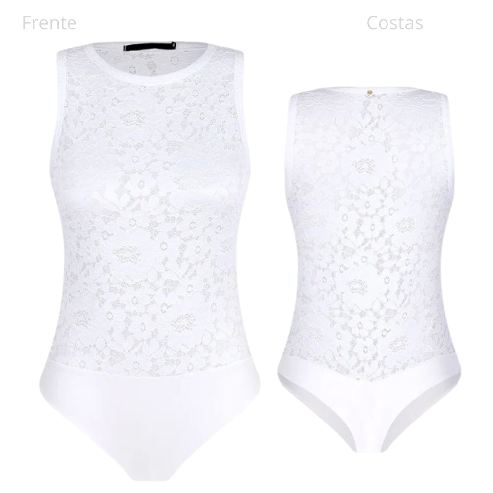 Body Regata Fio Dental Em Renda Floral