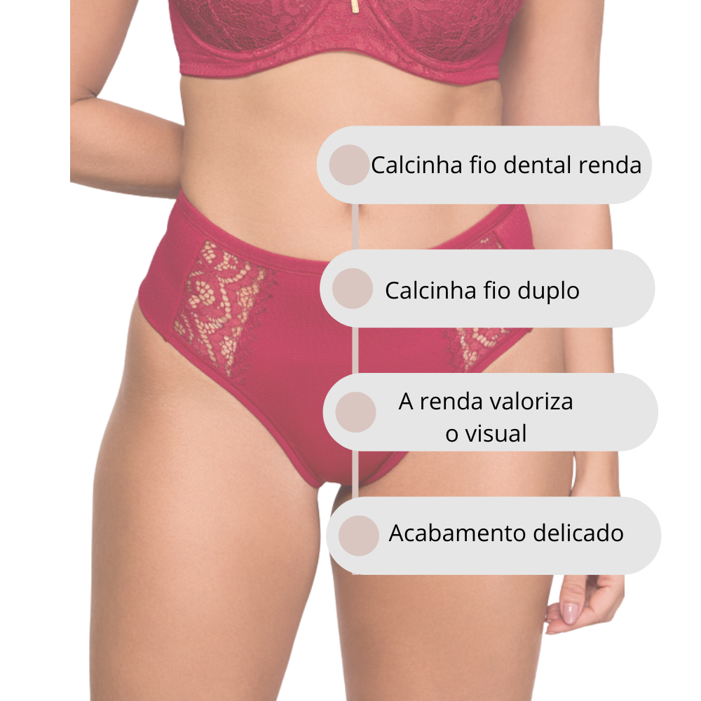 Calcinha Fio Dental Duplo com Renda