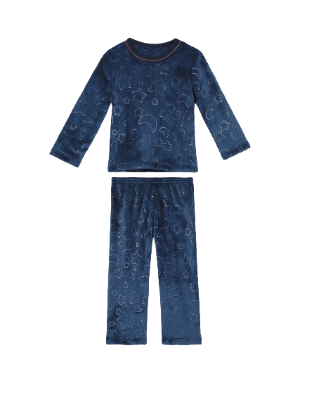 Pijama Fleece Infantil Com Estrelinhas e Luas Recco