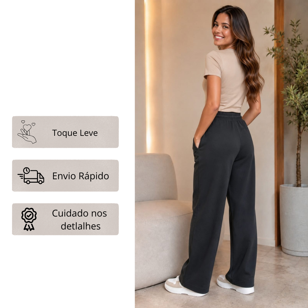 Calça de Abrigo Pantalona Comfy Feminina
