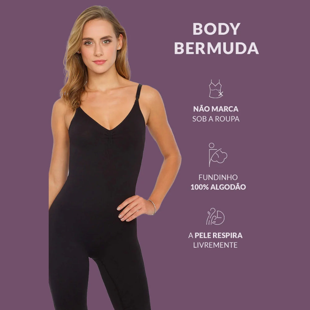 Body Modelador Macaquinho Sem Bojo Reduz Atrito Nas Coxas