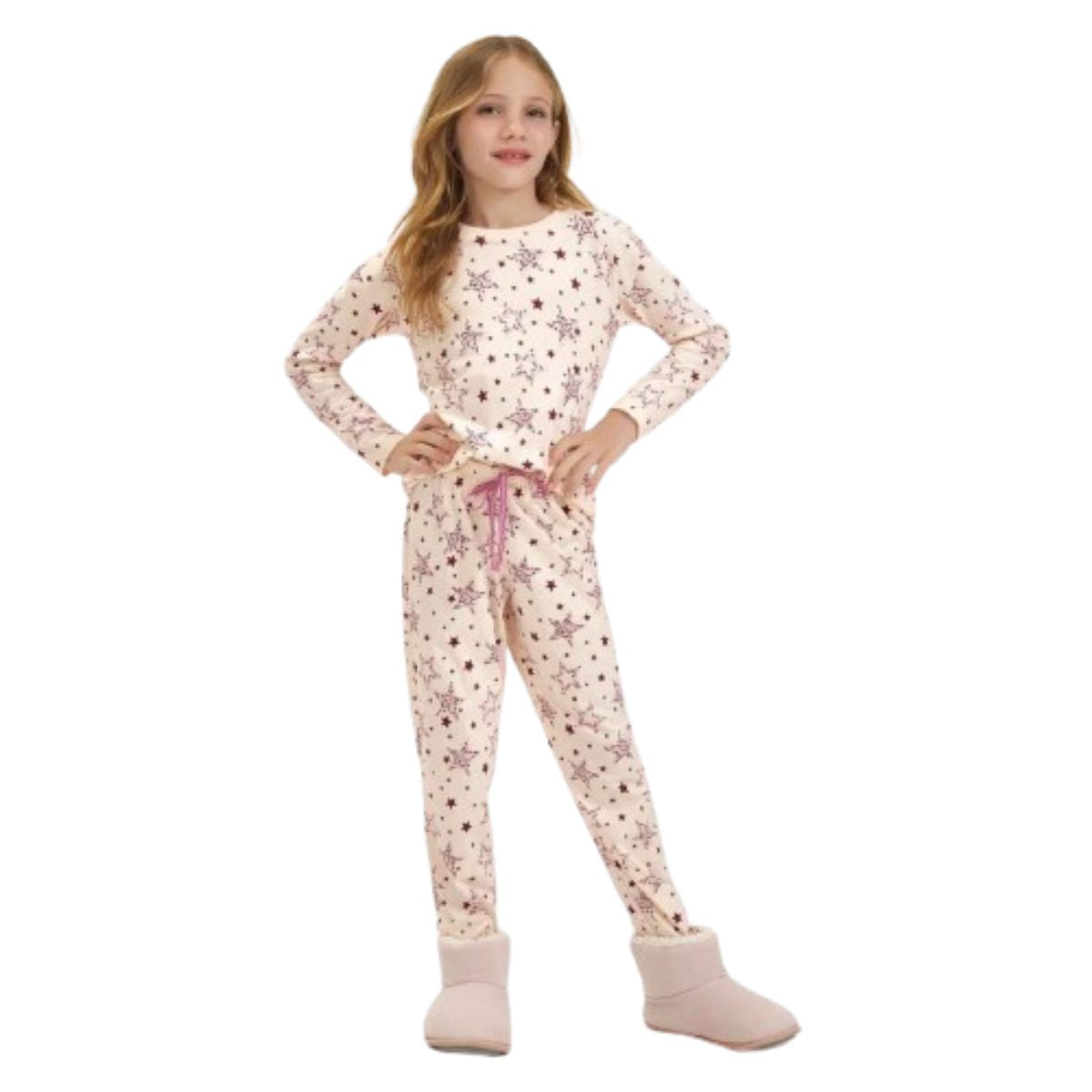 Pijama Manga Longa Infantil Feminino Cor com Amor