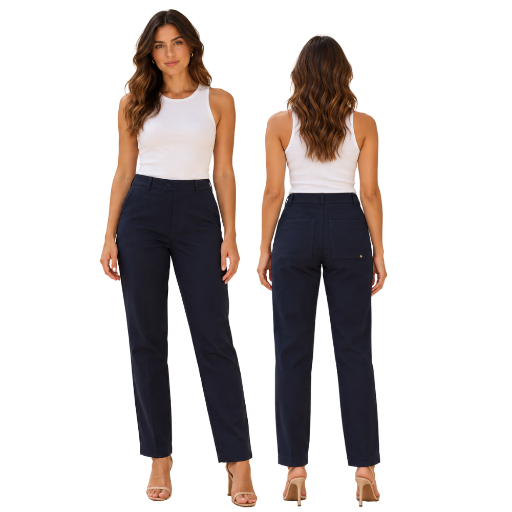 Calça Feminina Alfaiataria em Algodão Off White Ilícito