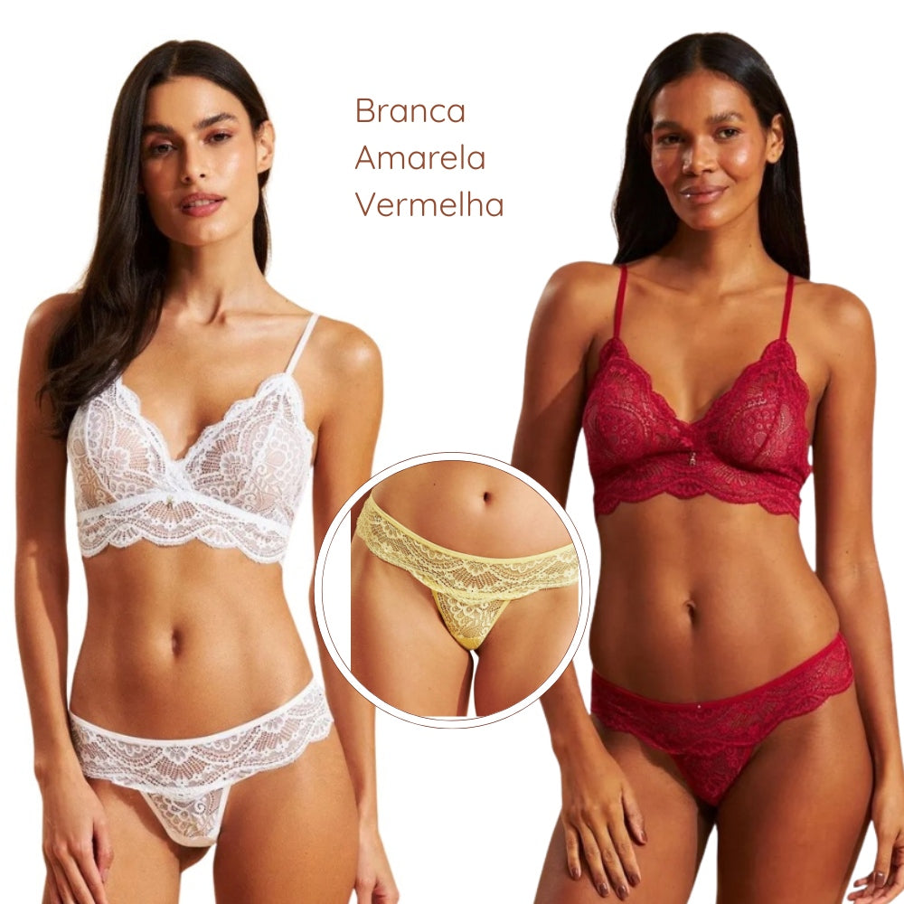 Calcinha Recco Fio de Renda com Fundo Algodão  Conforto e Elegância