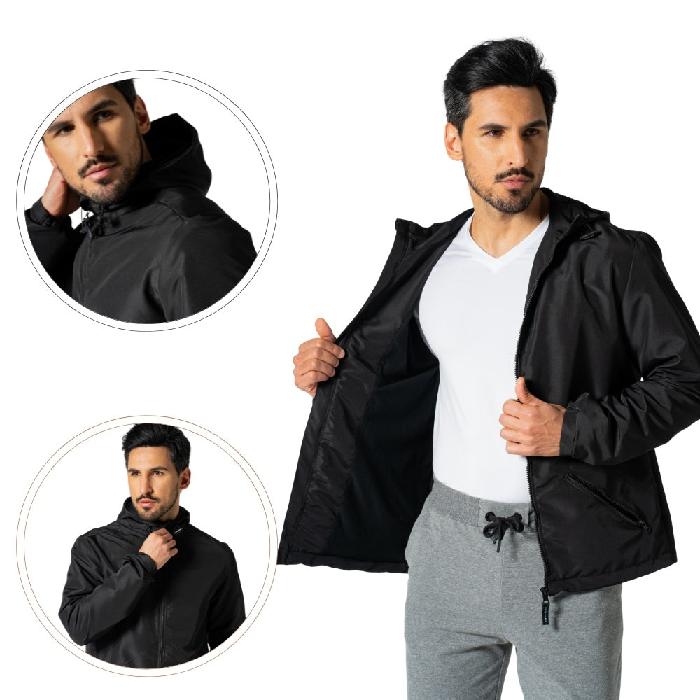 Jaqueta Corta-Vento Masculina com Capuz Forrado