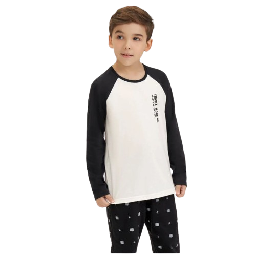Pijama Masculino Infantil Manga Longa Cor com Amor