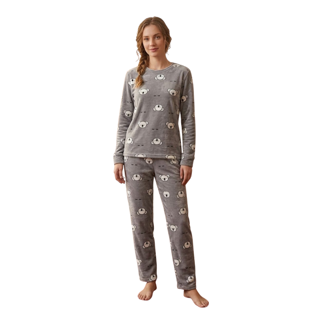 Pijama Feminino Plush Estampado Decote Redondo
