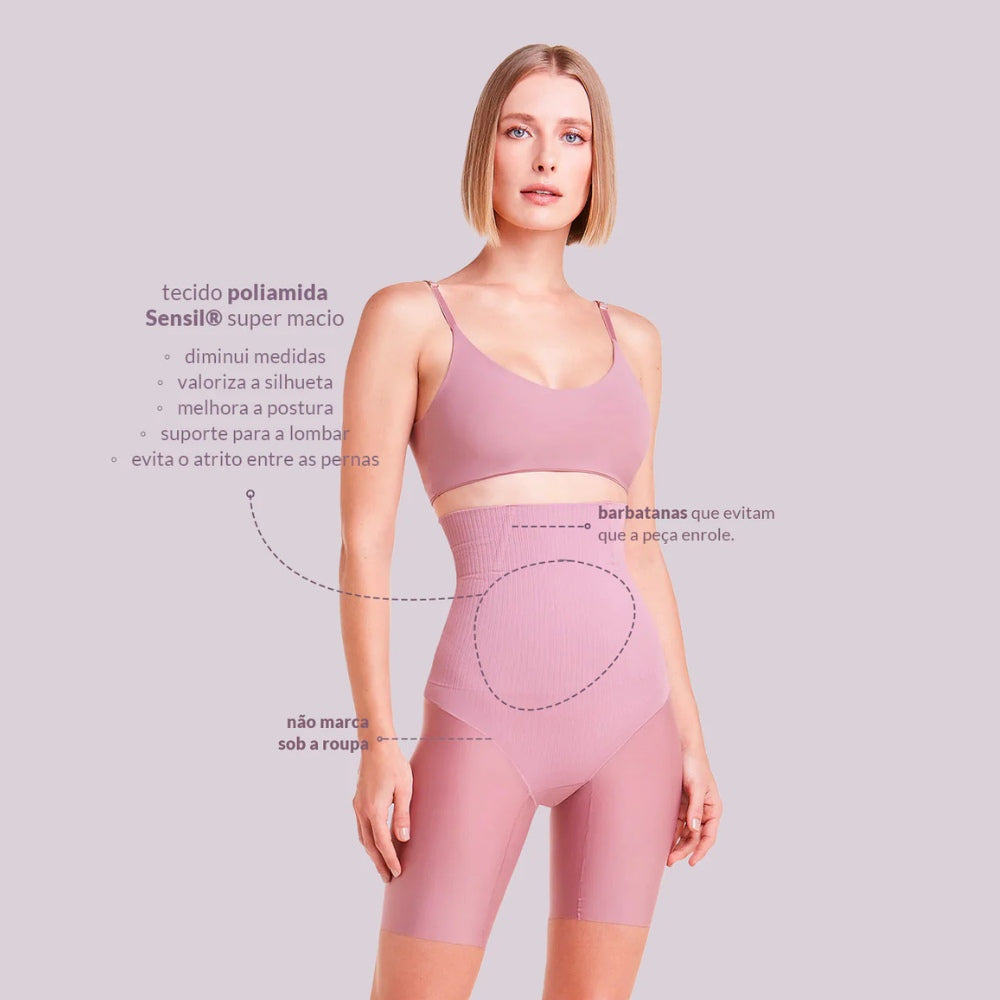 Bermuda Abdominal Longa com Corte a Laser e Barbatana Reduz Medidas