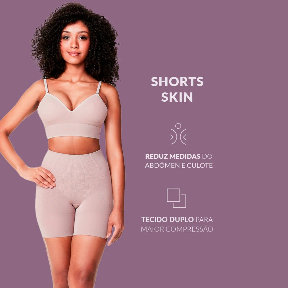 Shorts Skin Modelador Reduz Medidas do Abdômen e Culote