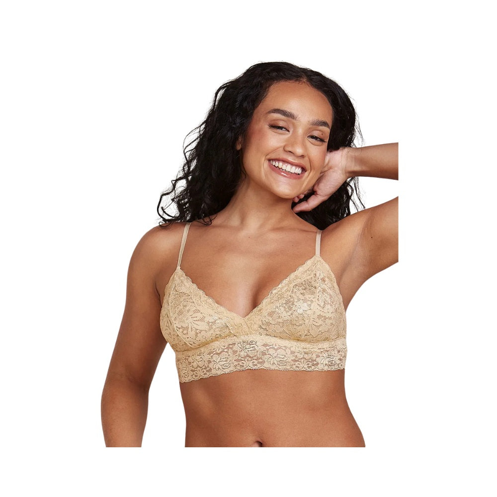 Sutiã Top Triângulo com Bojo Removível em Renda com Brilho