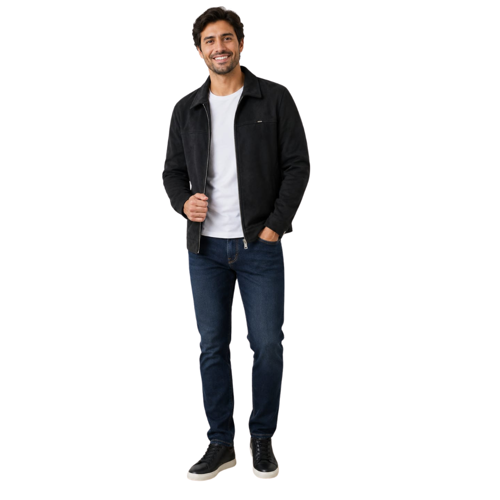 Jaqueta Masculina Suede de Gola com Zíper