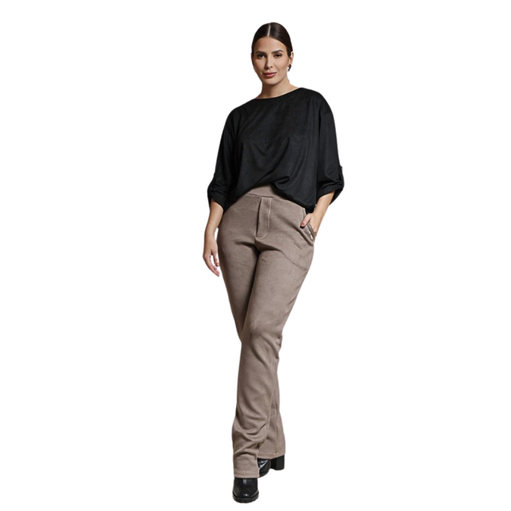 Blusa Suede Feminina Manga Longa com Elegância