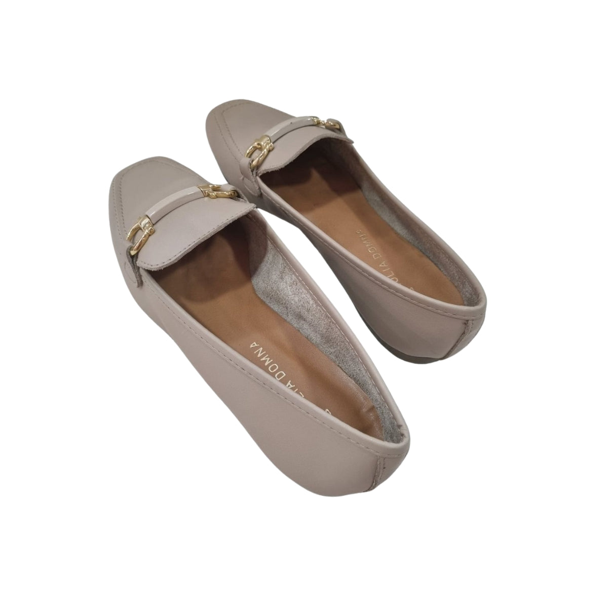 Sapatilha Napa Monaco Nude em Couro com Detalhe Dourado