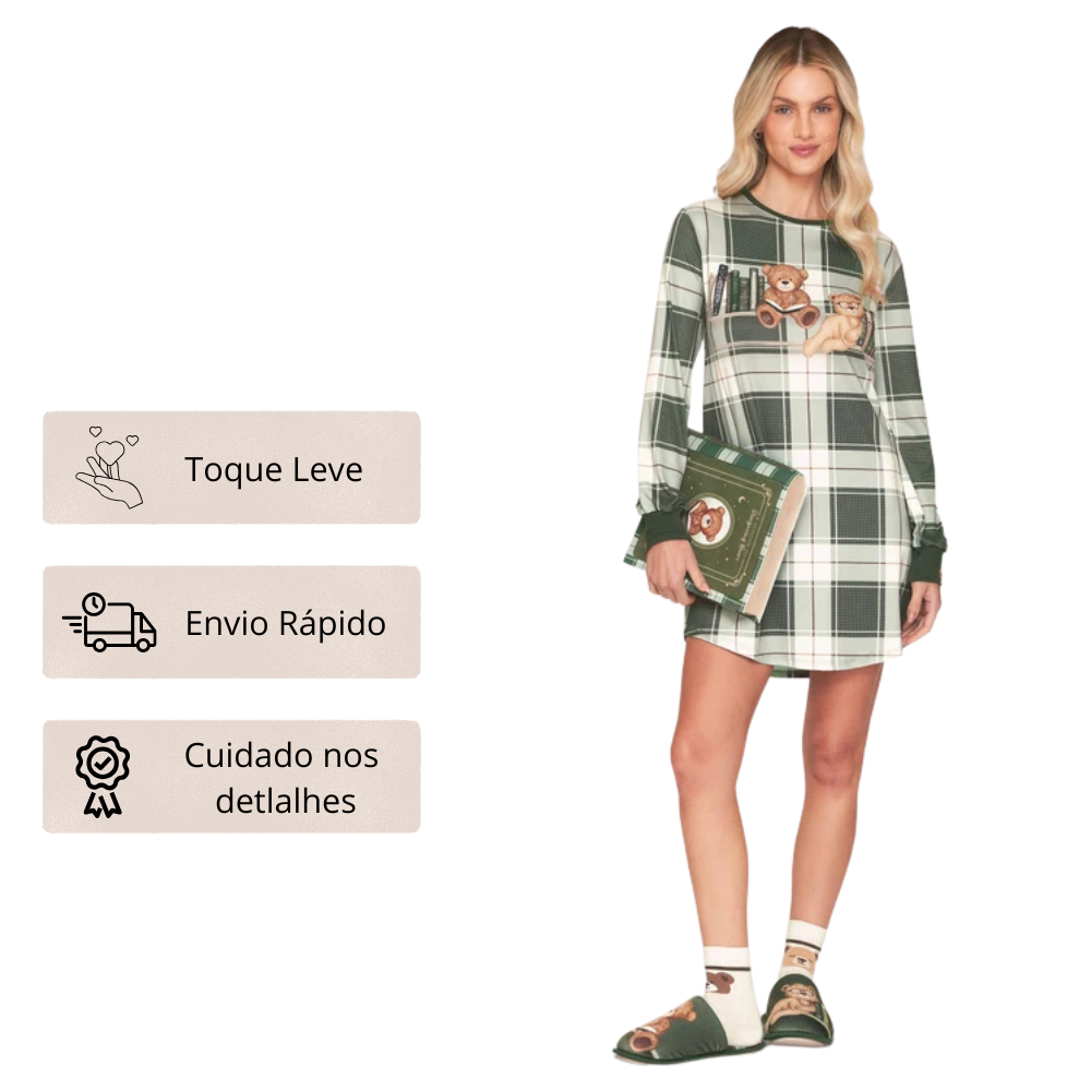 Camisola Manga Longa Xadrez BB Moment em Sublime Touch