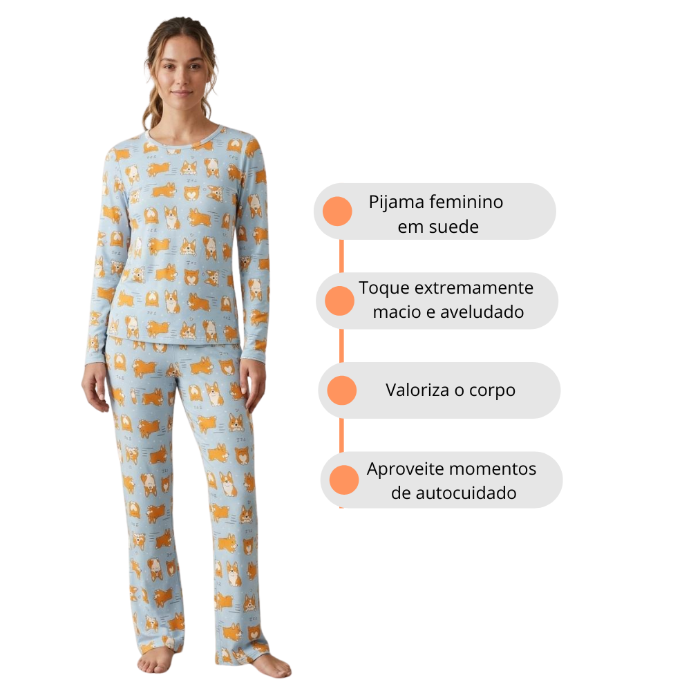 Pijama Feminino Suede Inverno Conforto e Maciez para os Dias Frios