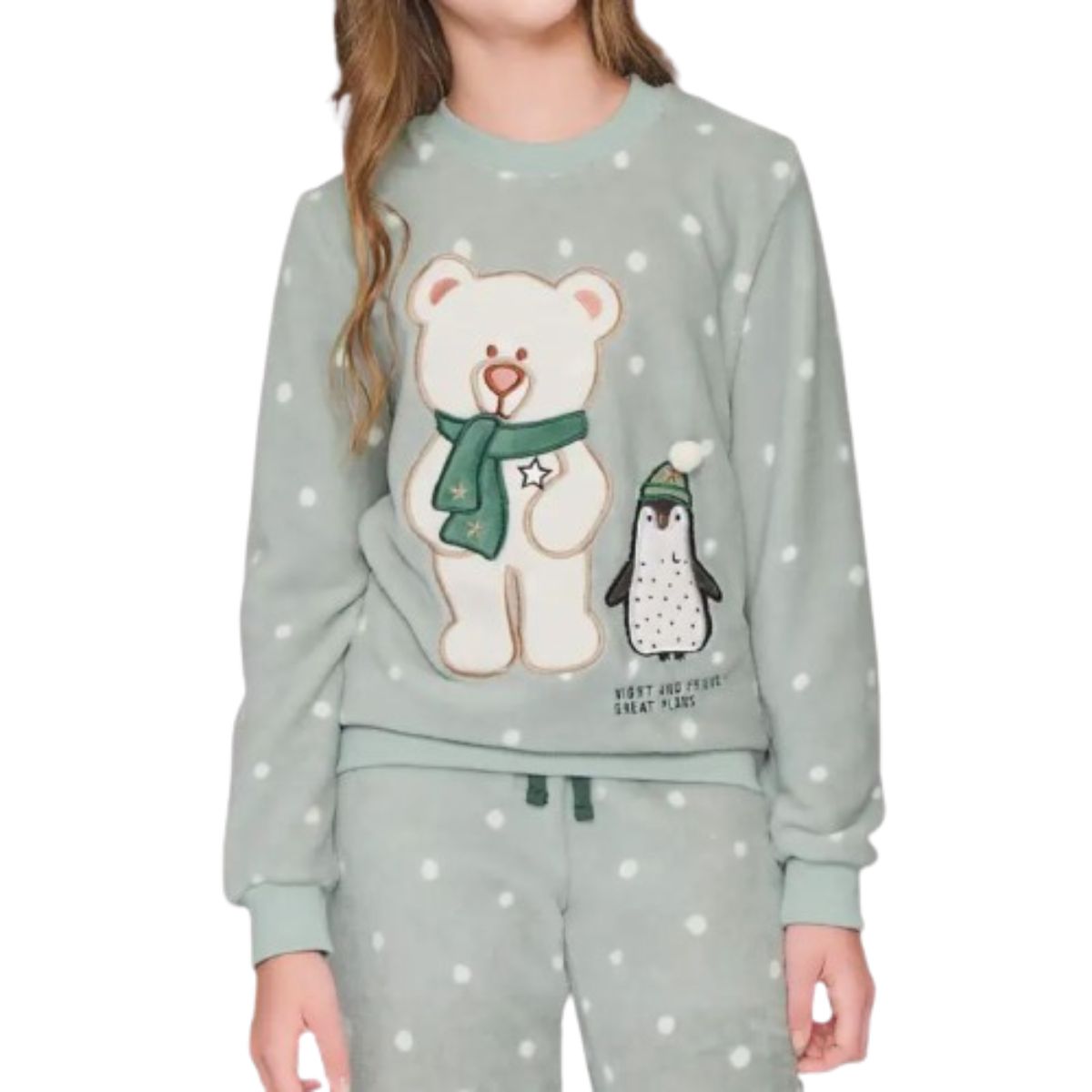 Pijama Fleece Infantil Let's Snow Lua Luá