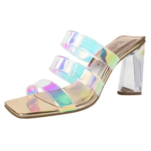 Sandália Alta Vinil com 3 Tiras Transparente, Moderna e Confortável