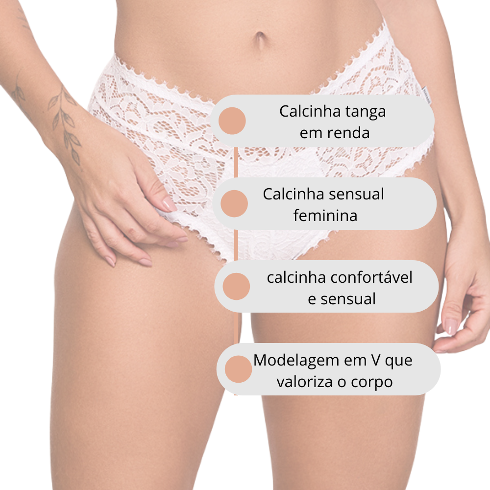 Calcinha Tanga V Sensual em Renda - Nayane Rodrigues