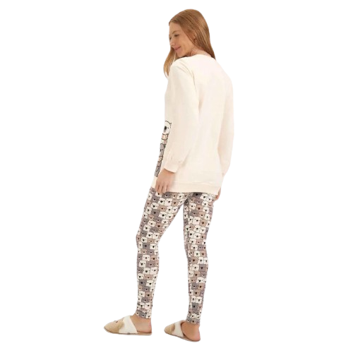 Pijama Manga Longa com Legging Feminino Cor com Amor