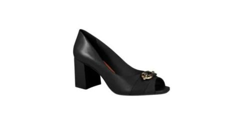 Sapato Social com Salto Atanado Stone Preto