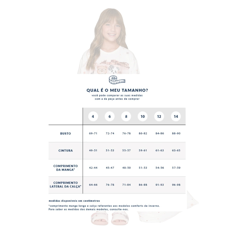 Pijama Curto Infantil Feminino Camiseta e Shorts com Laço A Hidden Place em Sublime Touch