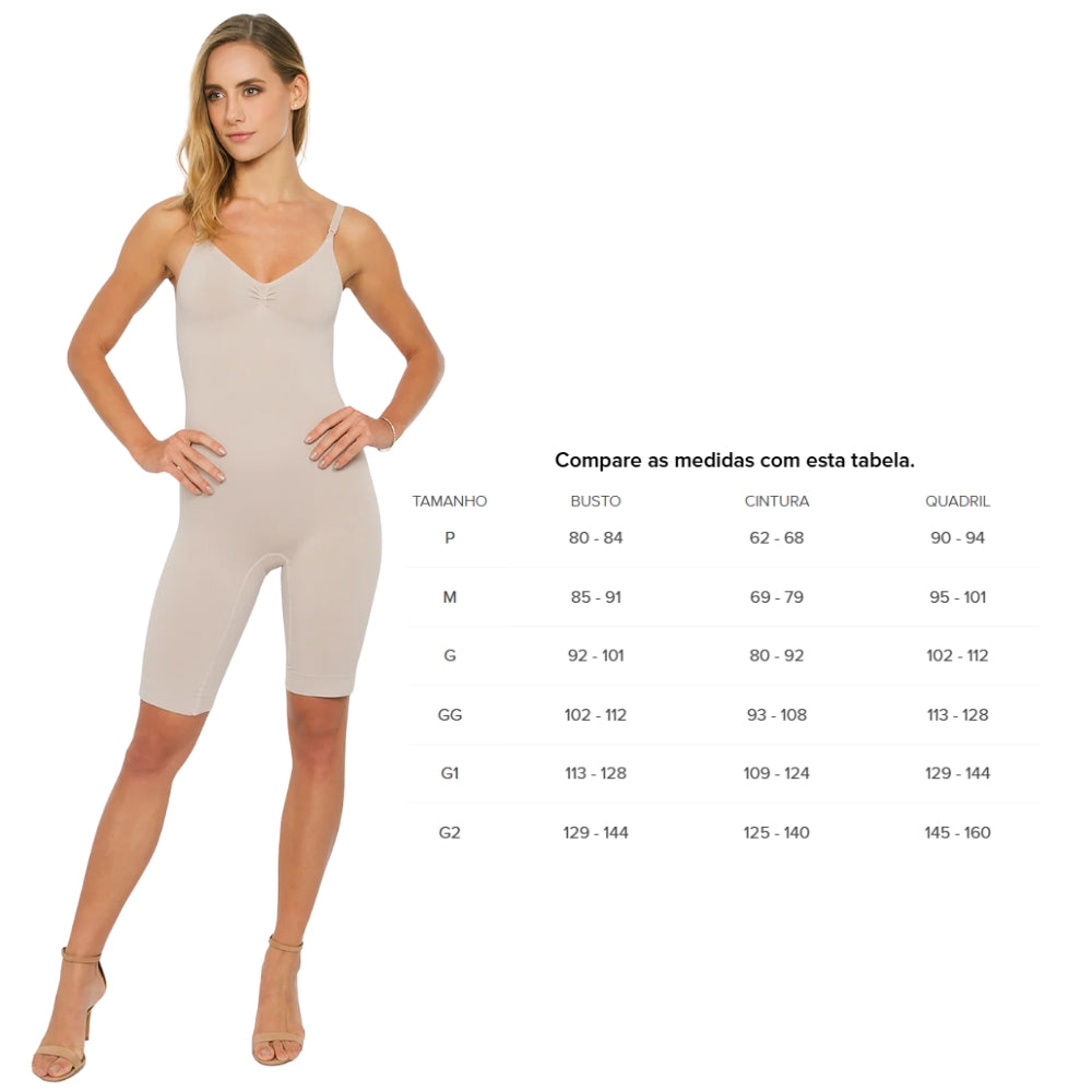 Body Modelador Macaquinho Sem Bojo Reduz Atrito Nas Coxas