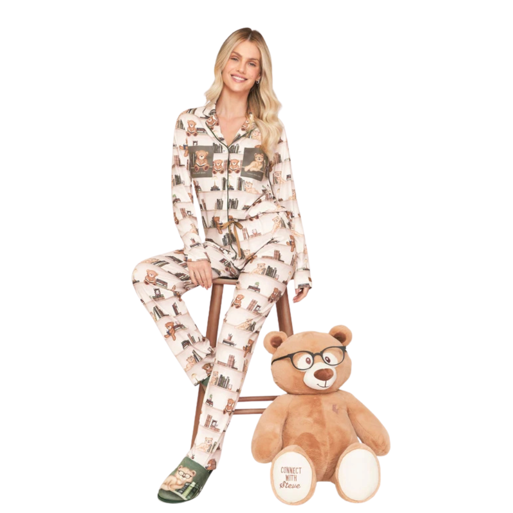 Pijama Aberto Feminino Longo All Print com Bolso BB Moment em Sublime Touch