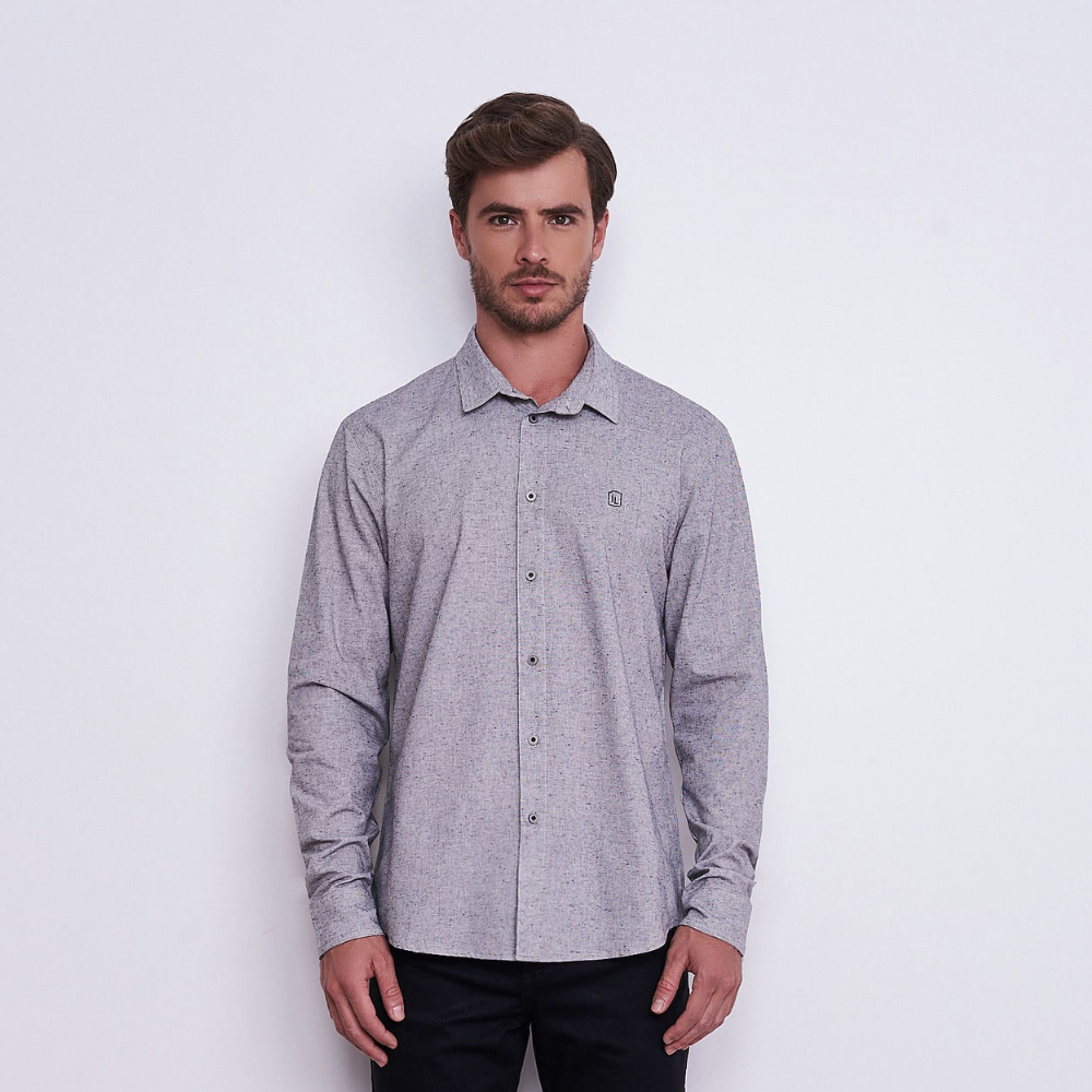 Camisa Masculina Casual Slim Fit em Algodão