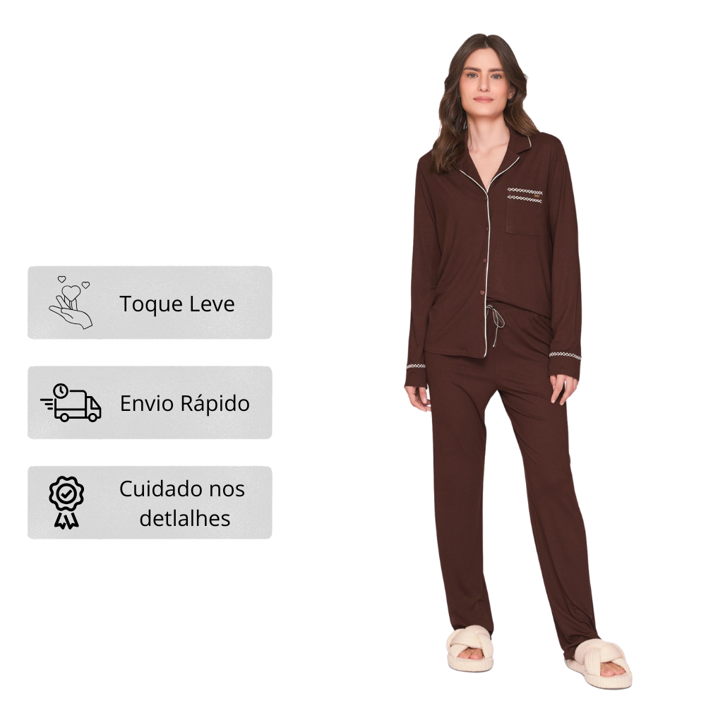 Pijama Aberto Feminino Chic Harmony em Viscolycra - Lua Luá