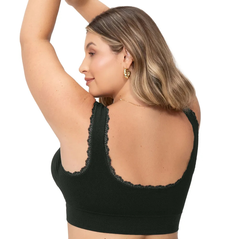 Sutiã Top Plus Size com Bojo Removível em Renda Sem Costura | Zee Rucci