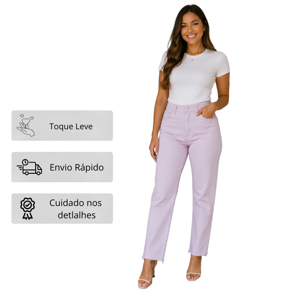 Calça Feminina Wide Leg Colorida Cintura Alta, Conforto e Estilo
