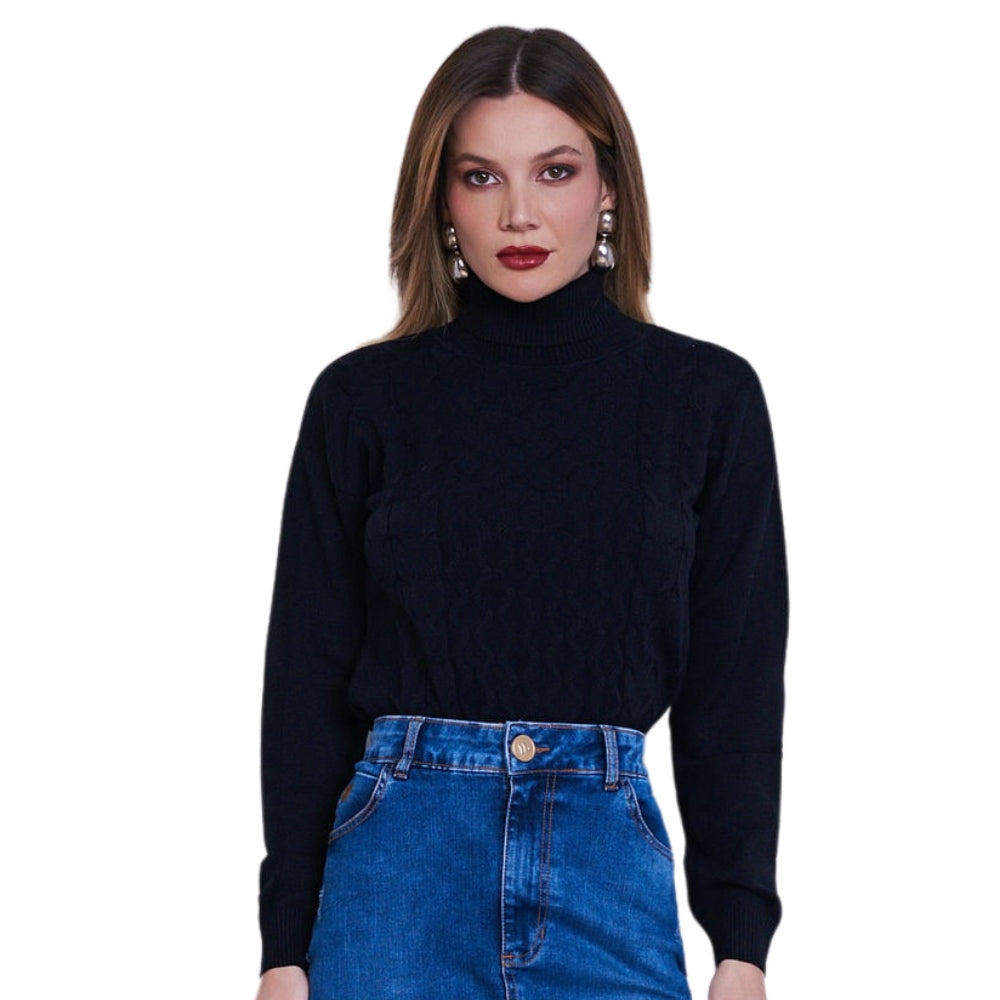 Malha Feminina Tricot Gola Alta