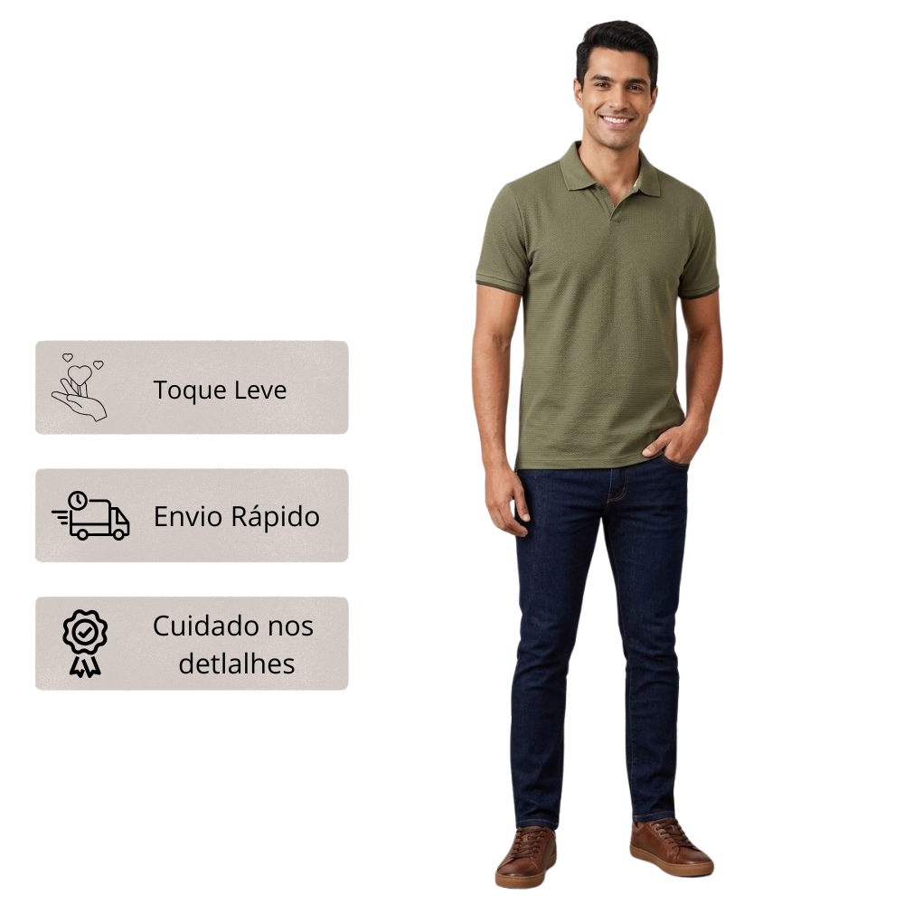 Camisa Masculina Gola Polo em Algodão