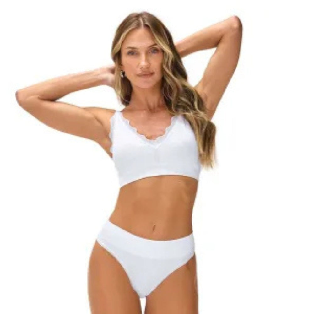 Calcinha Fio Dental Jacquard Sem Costura e Cós Alto que Não Marca