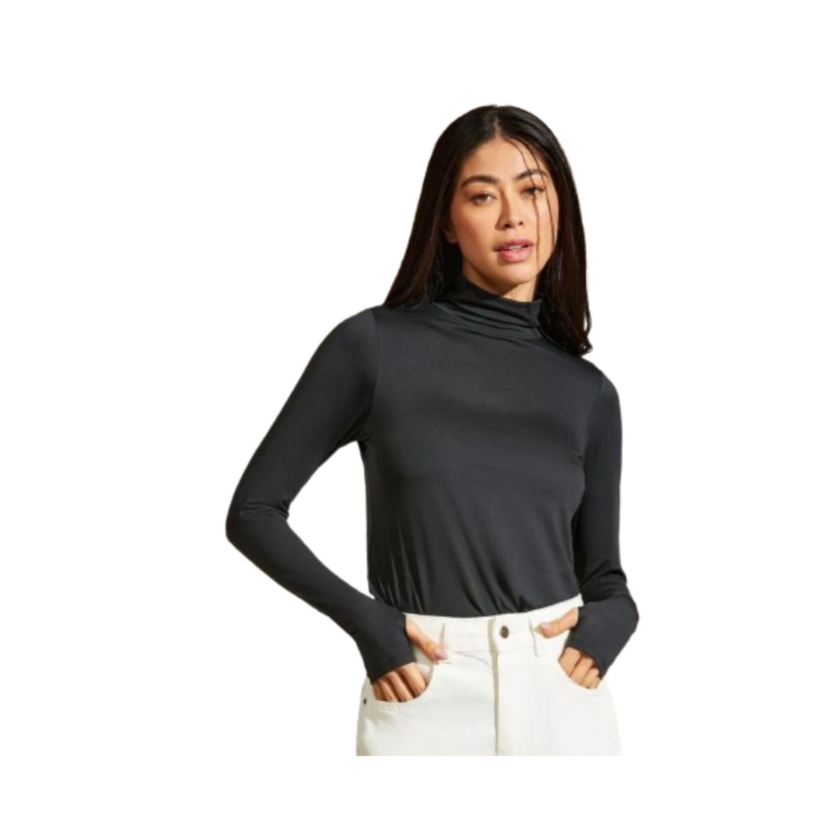 Blusa Básica Avulsa De Visco SKin Recco com Abertura para Dedo