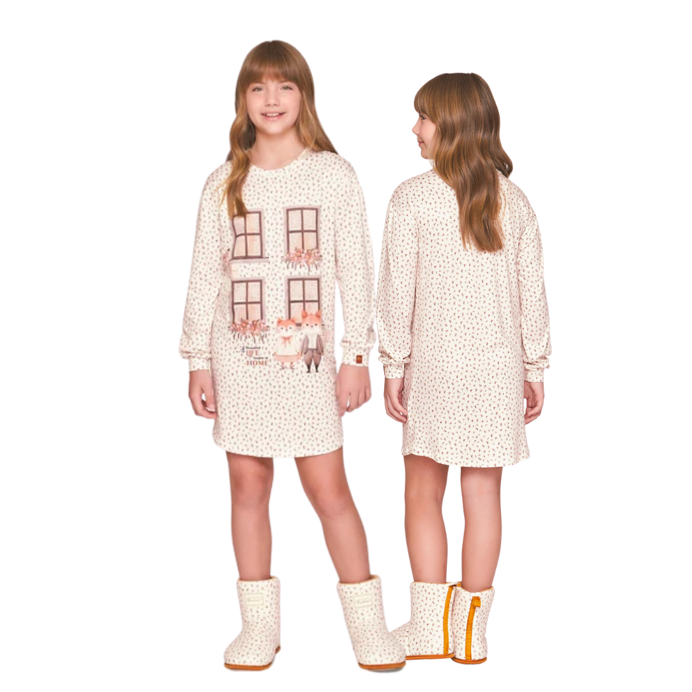 Camisola Manga Longa Infantil Feminina All Print Cots Cats em Sublime Touch