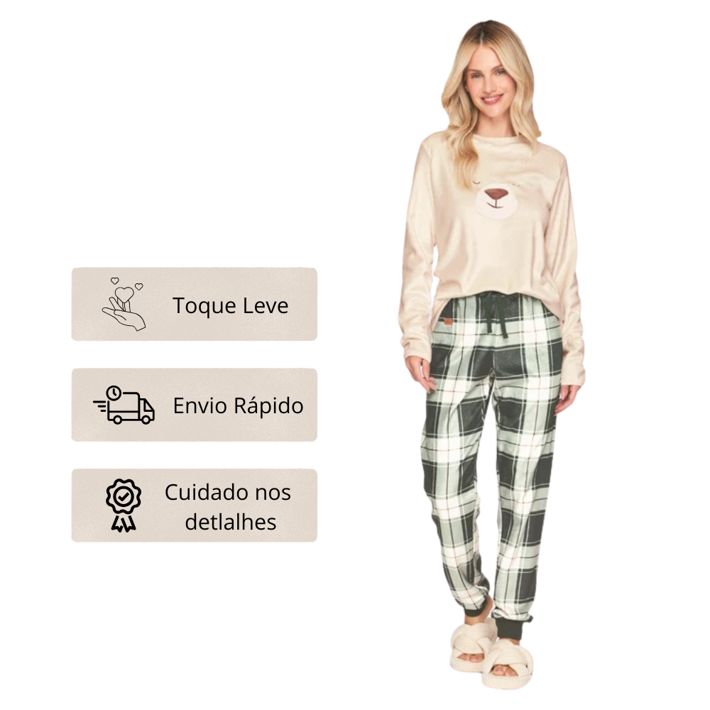 Pijama Jogger Feminino Especial Peluciado BB Moment em Velvet Lux