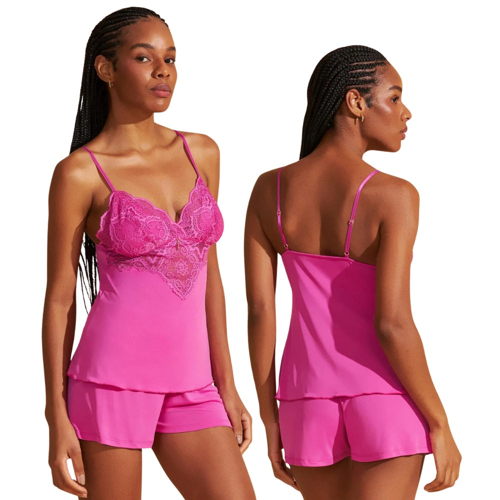 Short Doll de Microfibra Toque Geladinho Com Renda 