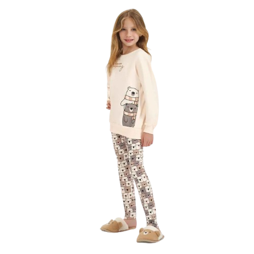 Pijama Manga Longa com Legging Infantil Feminino Cor com Amor