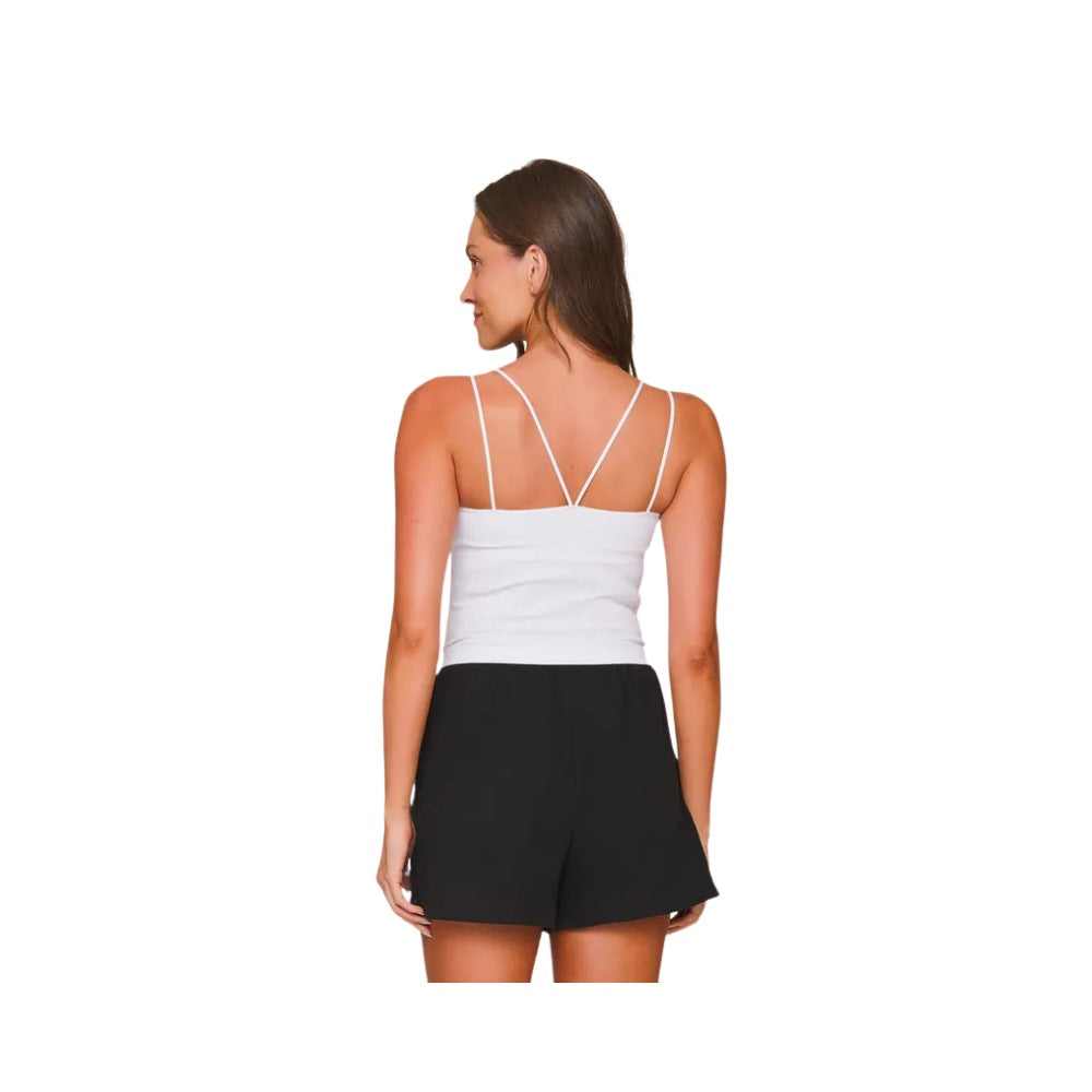 Blusa Casual Feminina Tecido Canelado em Poliamida Stretch, Sem Costura e com Alça Dupla