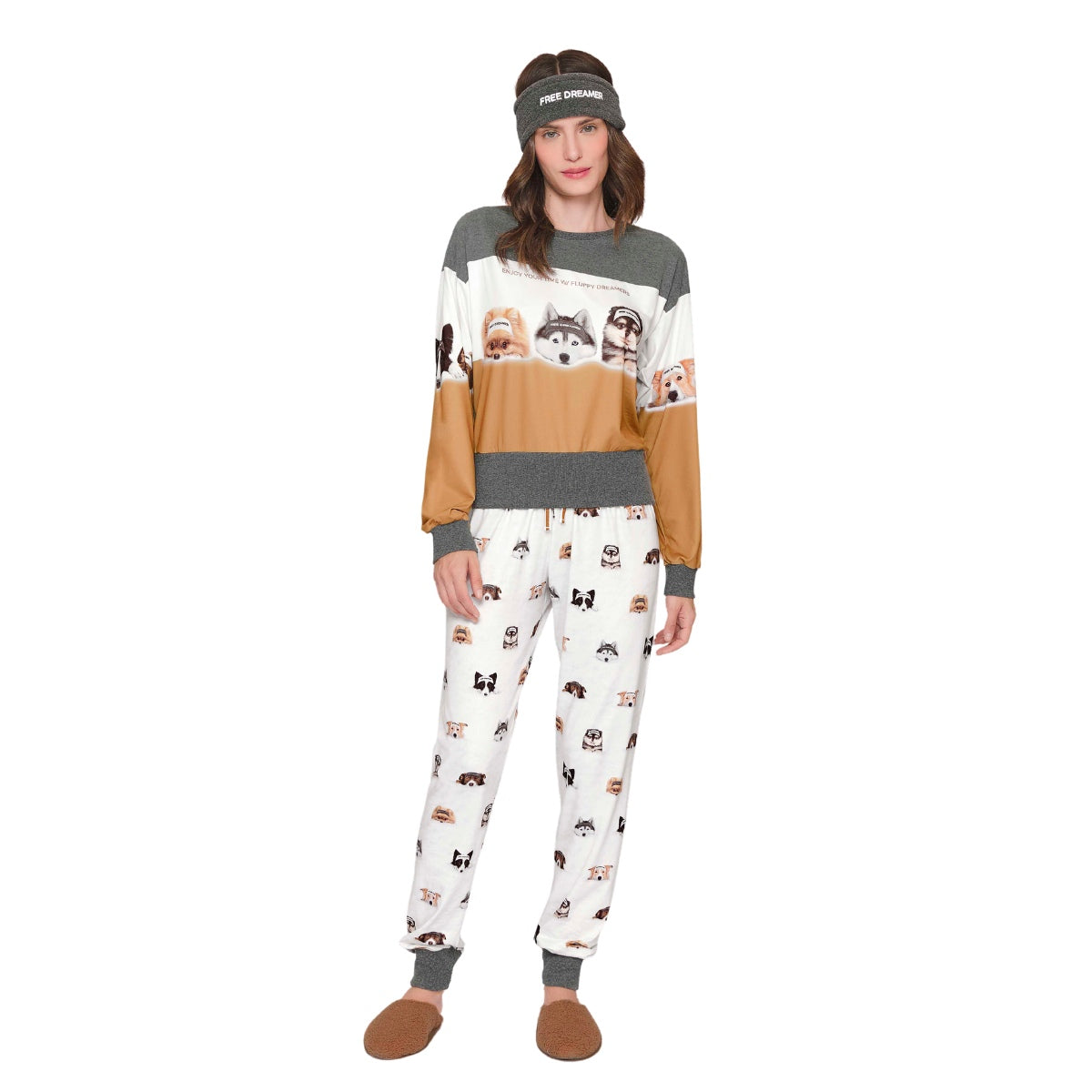 Pijama Jogger Especial Dogs na Neve com Acabamento Canelado