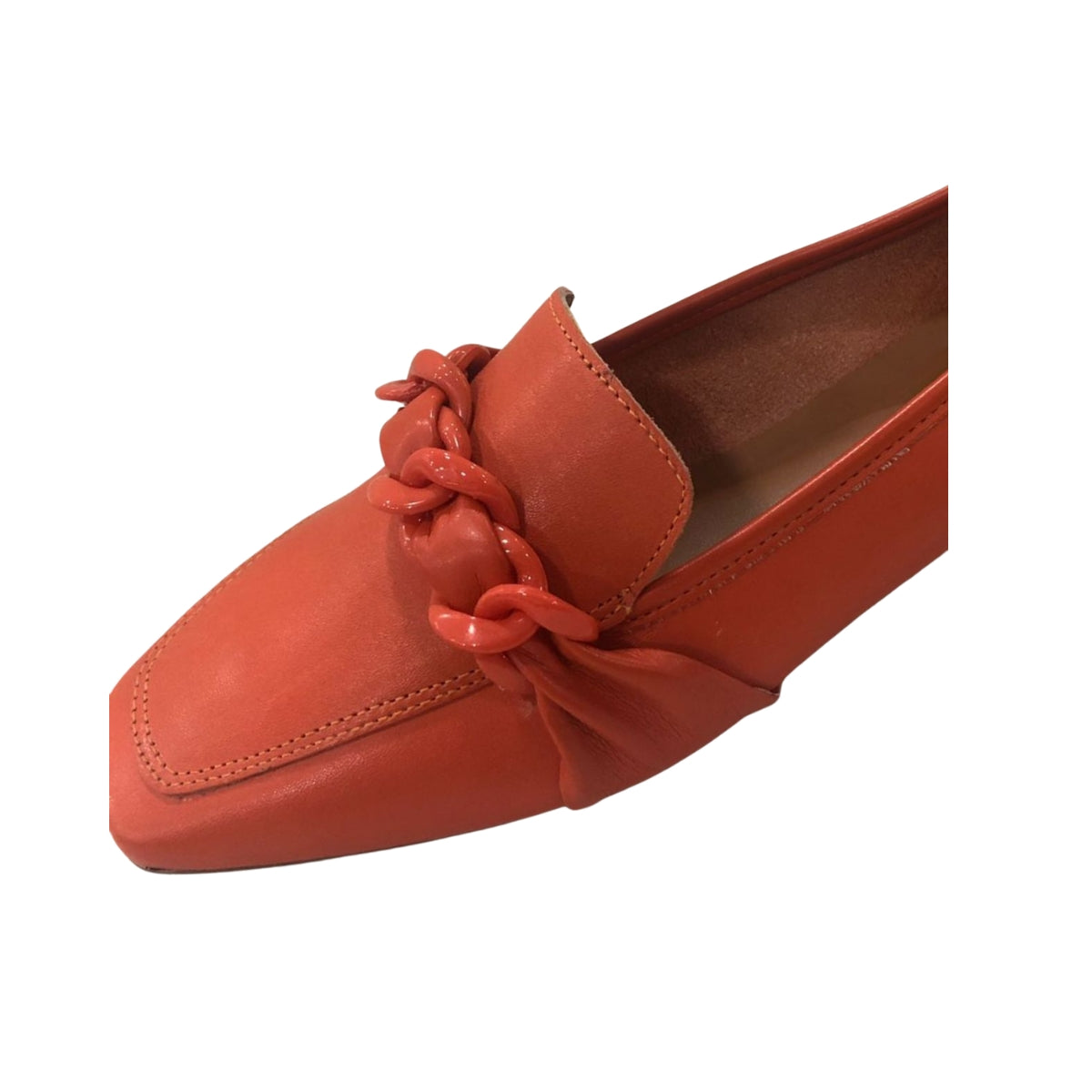 Sapatilha Atanado Stone Laranja em Couro com Detalhe em Cima