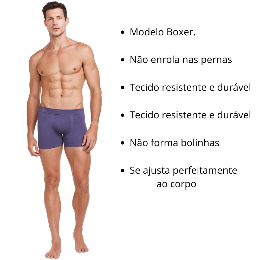 Cueca Boxer Microfibra Sem Costura Ajuste Perfeito não Forma Bolinhas