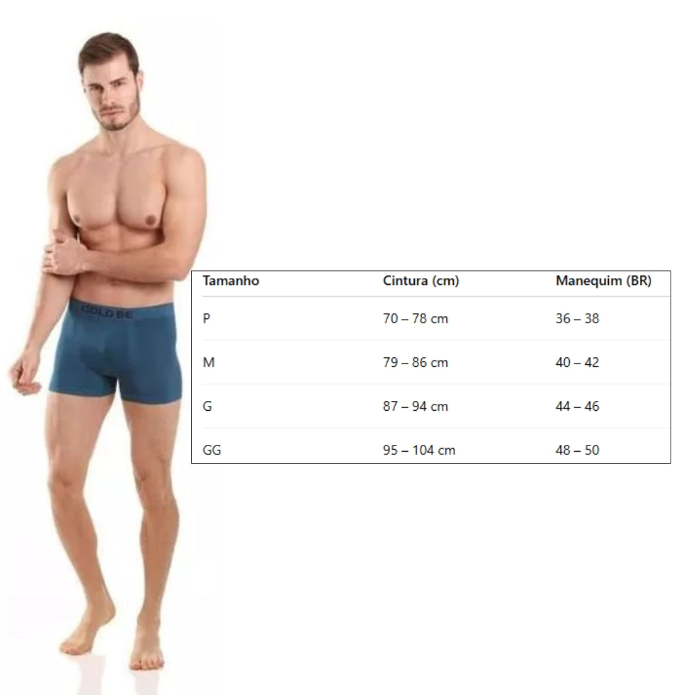 Kit 6 Cuecas Boxer Sortidas Sem Costura e Antimicrobial