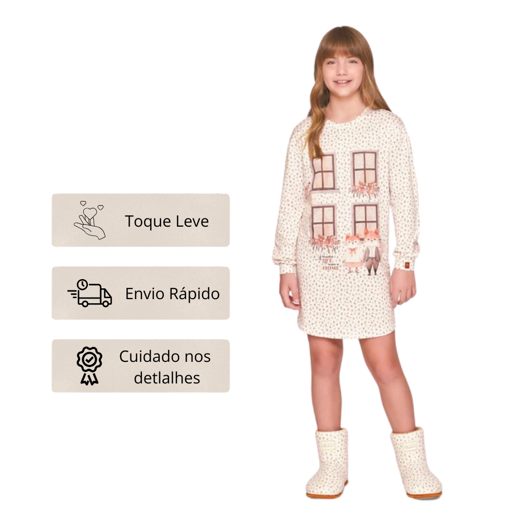 Camisola Manga Longa Infantil Feminina All Print Cots Cats em Sublime Touch