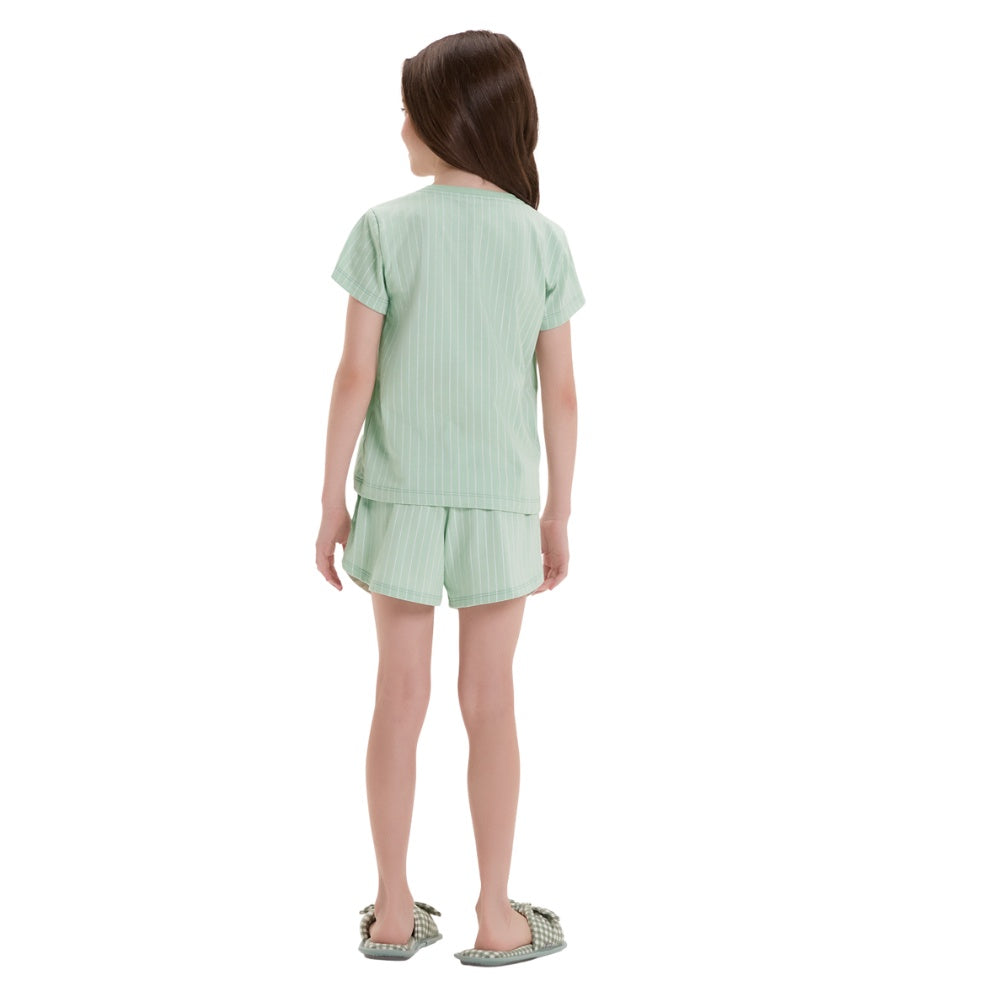 Pijama Infantil Feminino Manga Curta Com Shorts