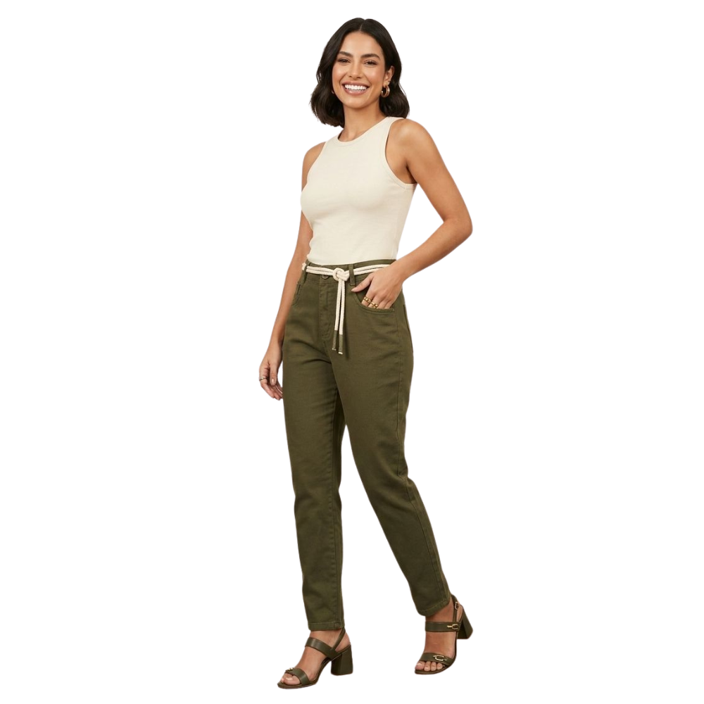 Calça Jeans Reta Feminina em Algodão Modelagem Clássica