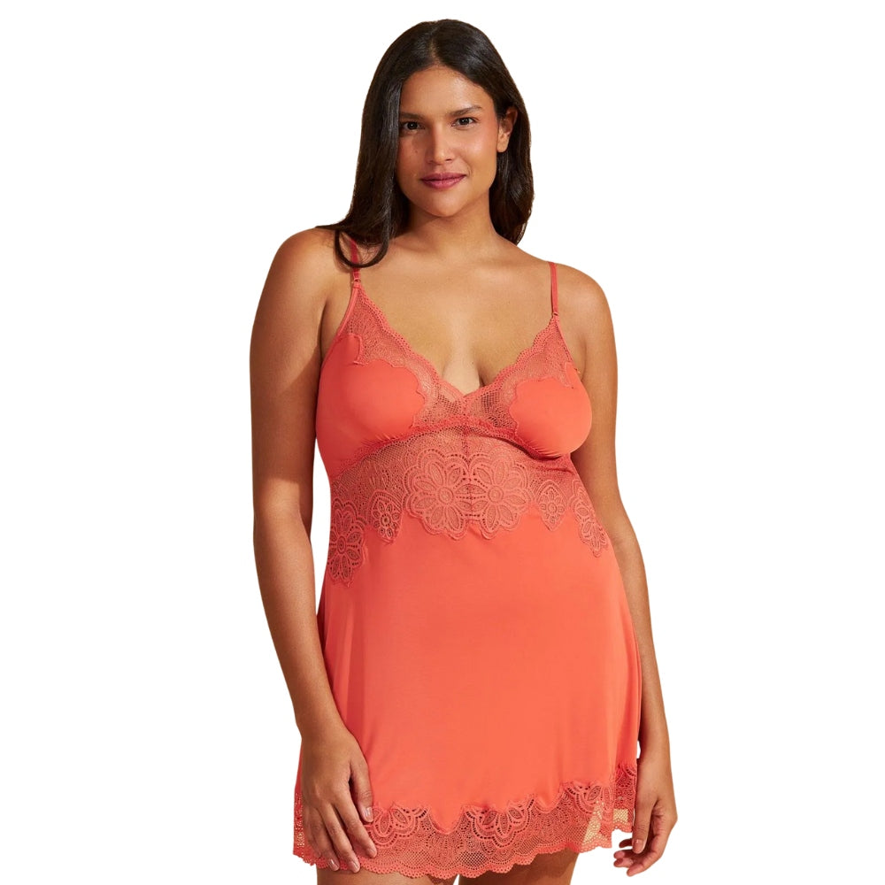 Camisola de Microfibra Com Renda Feita à Mão